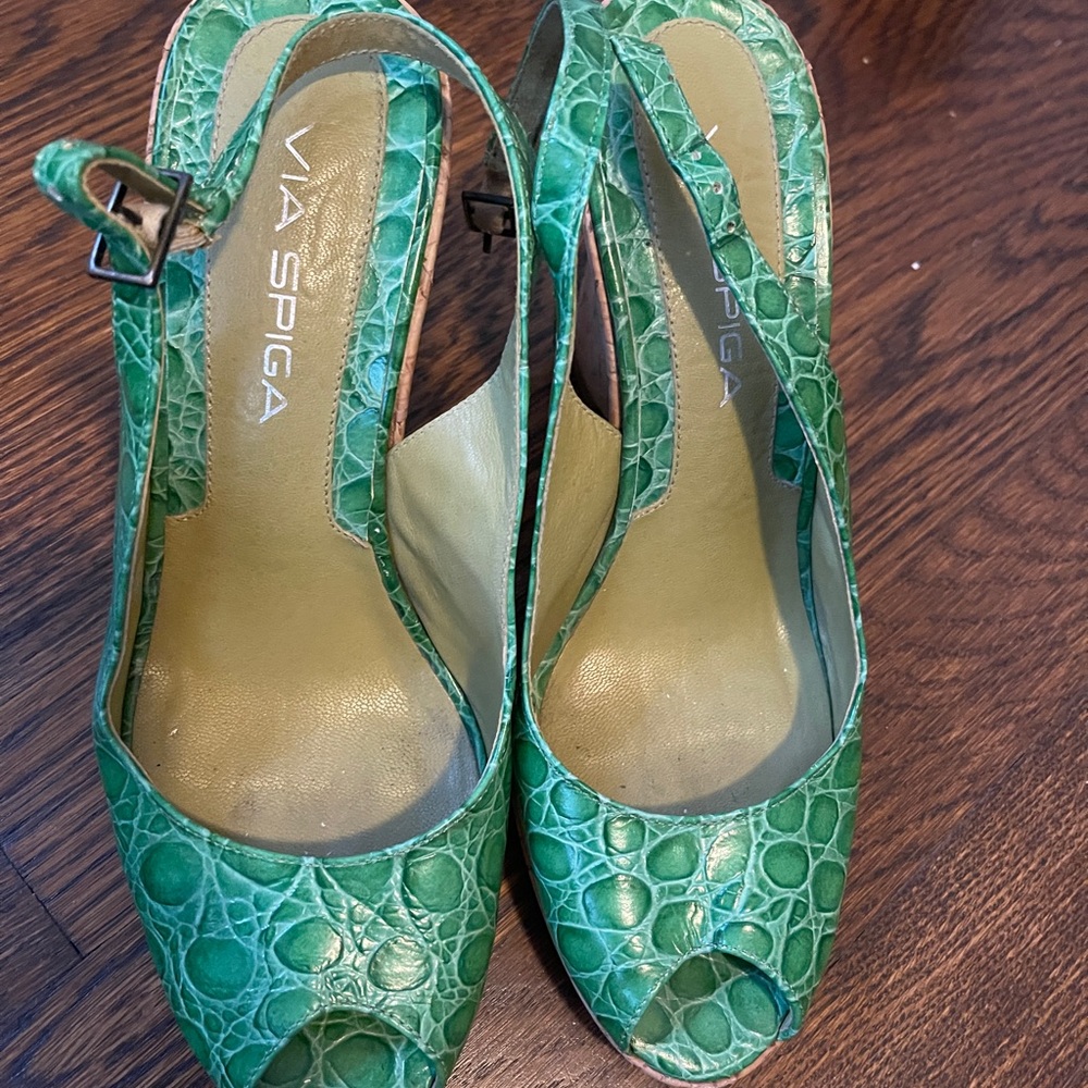 Green Via Spiga wedges